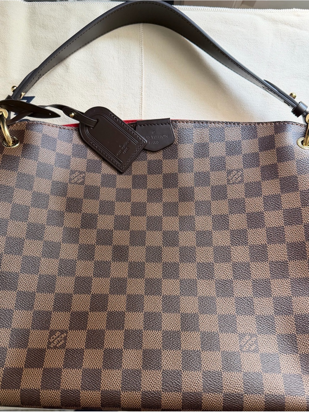 Louis Vuitton Graceful PM Brown Damier Shoulder Bag with Red Interior - Picture 16 of 16